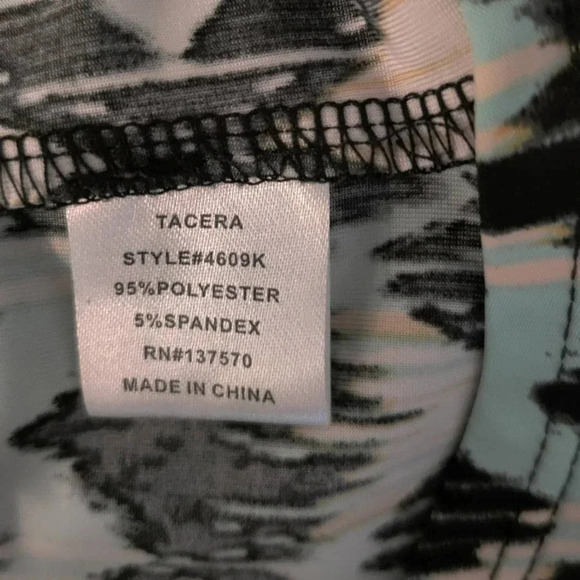 Tacera Abstract Diamond Print Multicolor Mini Dress Jersey V-Neck 3/4 Sleeve M - Picture 5 of 7